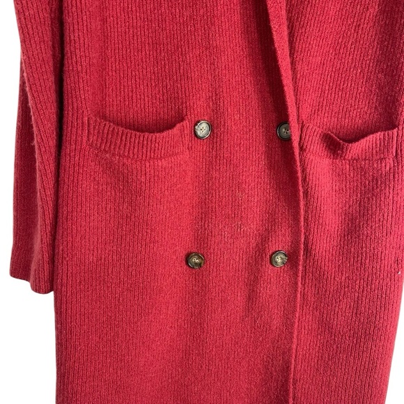 J.CREW Double Breasted Red Long Heavy Weight Sweater Cardigan Duster Size XXS - Picture 6 of 9